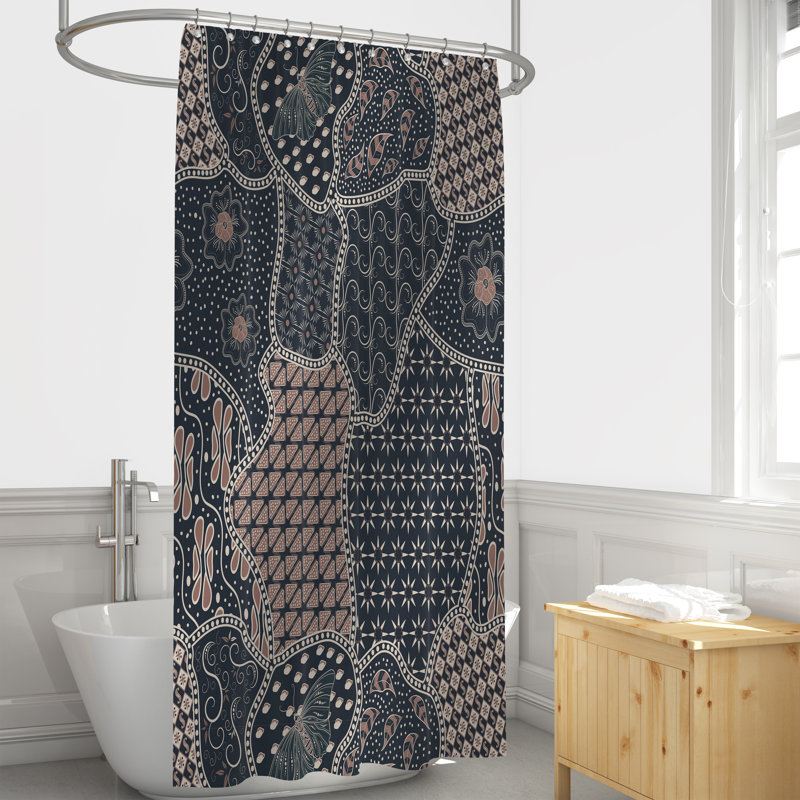 Rideau de douche simple Patchwork + crochets, H 83 po x l 70 po