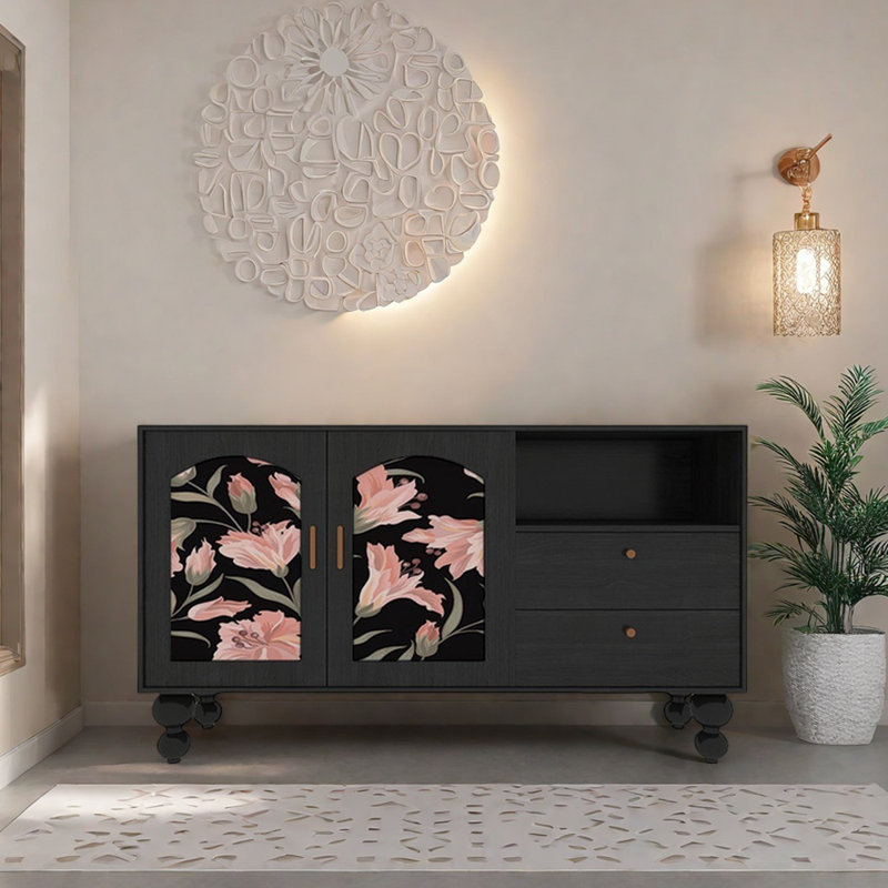 Buffet avec rangement 59,1 po, Noir, noir, noir, noir