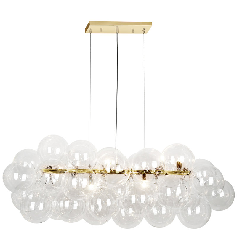 Metairie 10 - Light Kitchen Island Pendant, Clear, Aged Brass