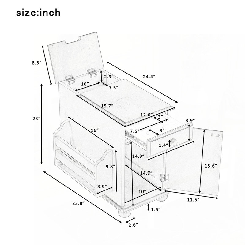 Versatile Flip Top Side Table with Multiple Functionalities for Various Spaces, Brown