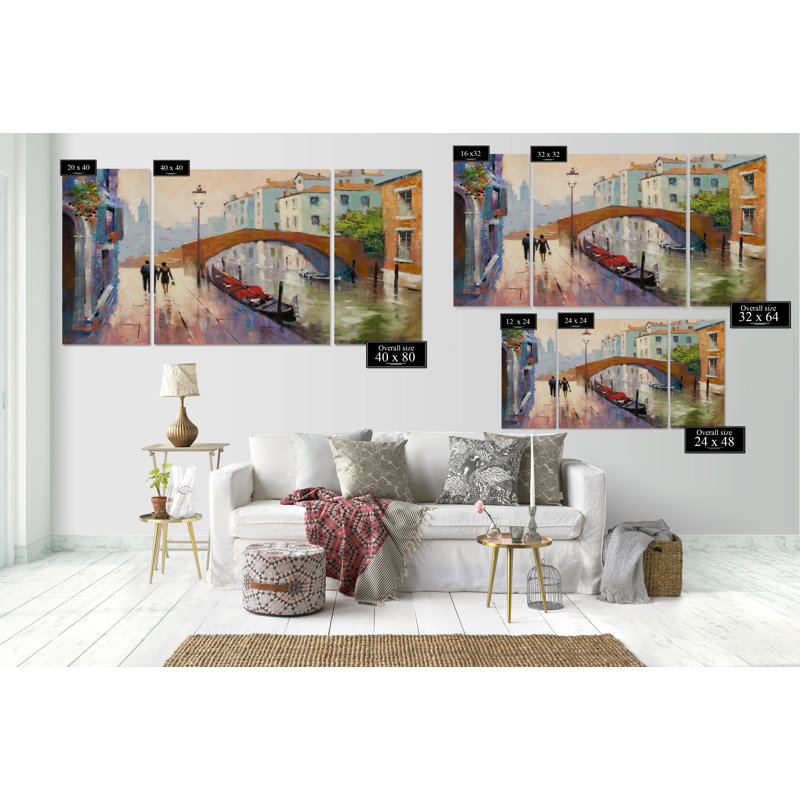 " Venice Twilight " 3 - Pieces, 32" H x 64" W x 1.5" D