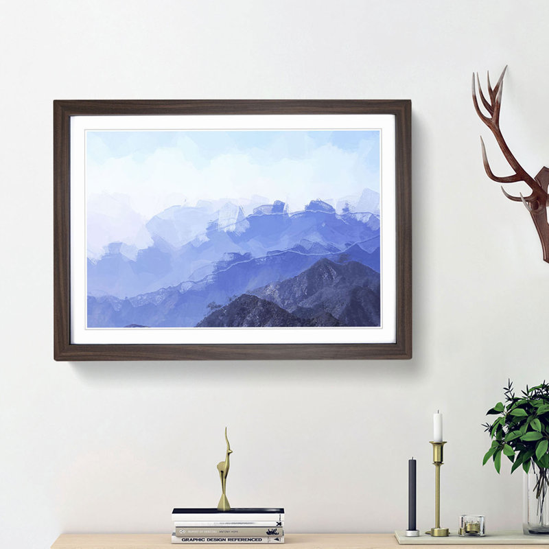 Fog over the Mountain Valleys in Abstract - Picture Frame Graphic Art Print, Walnut Framed, 27cm H x 36cm W x 2cm D