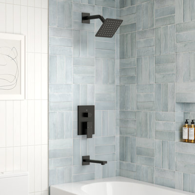 6" Pressure-Balanced Rain Shower and Tub Faucet Set with Rough-In Valve