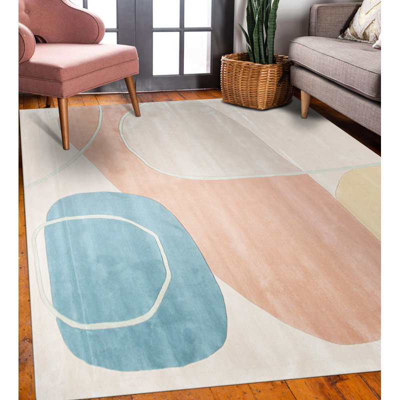 Élégant et durable tapis luxueux en laine noué à la main multicolore Jatasia, Rectangle 8 pi x 10 pi