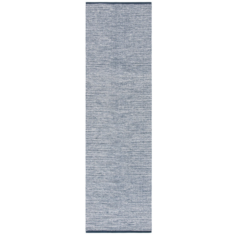 Dunlap Flat Weave Cotton Navy/Blue Modern Rug, Runner 2'3" x 8'