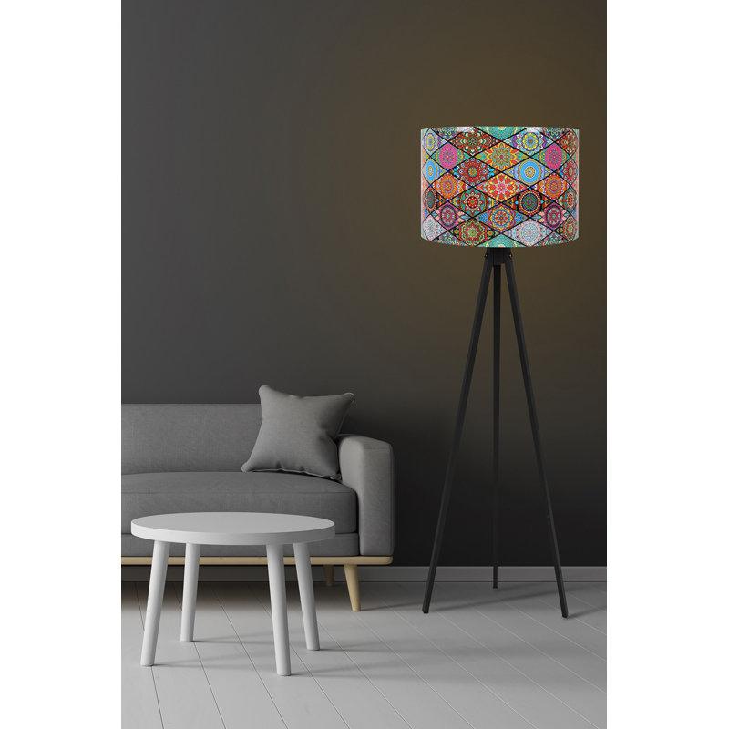 Lampe sur pied élégante avec corps en panneau de fibres à densité moyenne, hauteur totale de 57,1 po, diamètre de la coiffe de 15 po | Capuchon en polypropylène, câble de 78,7 po, douille E27 (60 W maximum) | Design moderne pour le salon, la chambre à coucher et le bureau, certifié CE