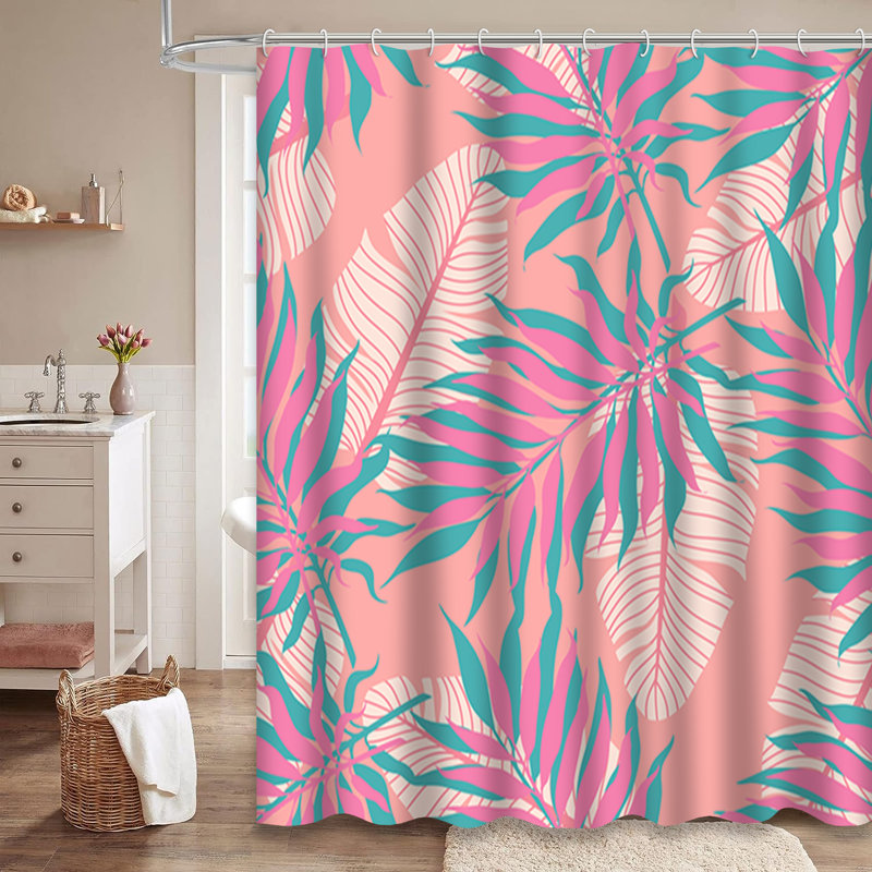 Rideau de douche rétro avec 12 crochets, L 72 po x l 78 po