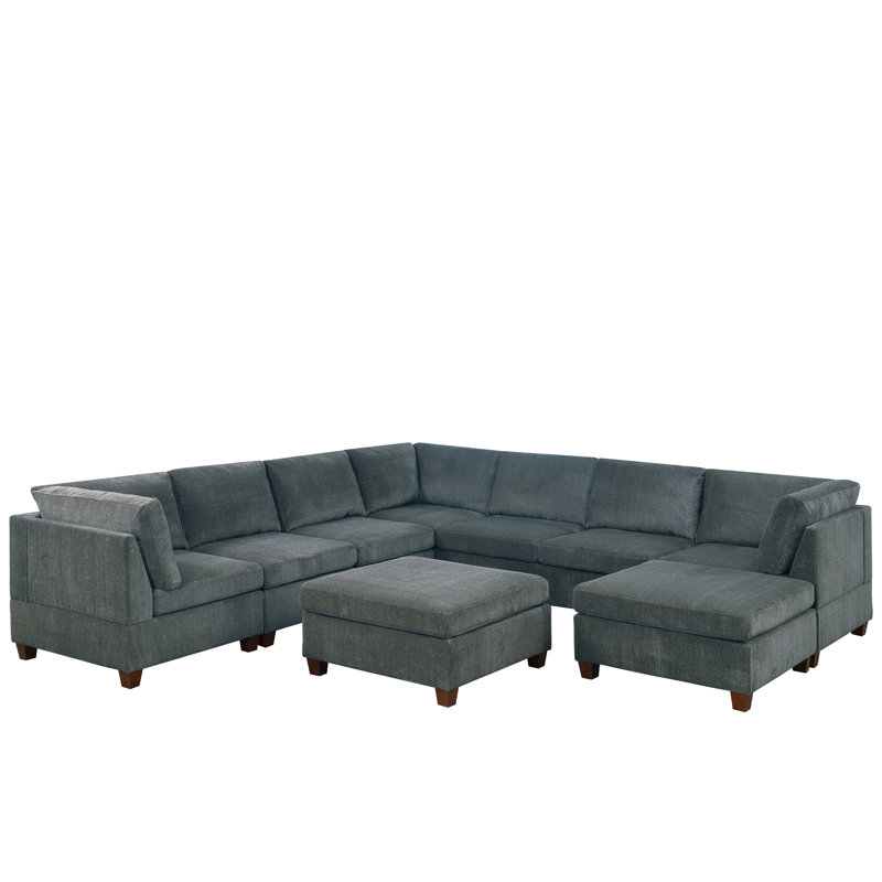 Gautieri Upholstered U-Shaped Sectional Symmetrical, Gray Chenille