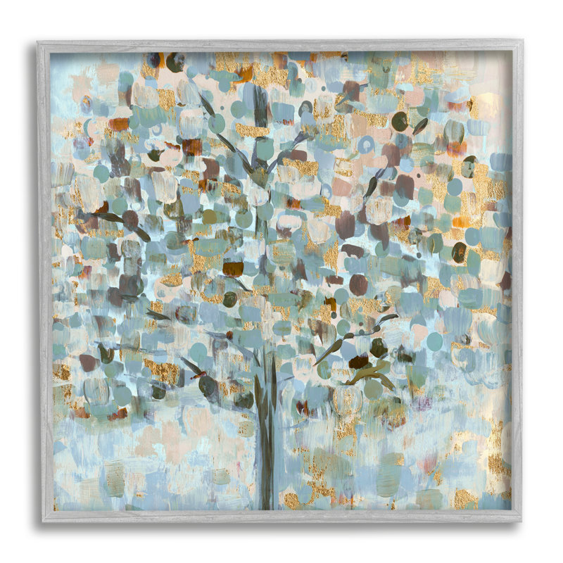 Abstrait arbre moucheté, feuilles, peinture naturelle, ensemble giclée d'art texturé par Susan Jill, L 12 po x H 12 po