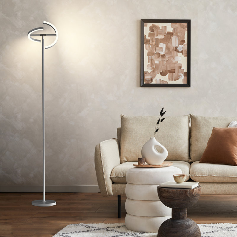 Lampe torchère sur pied à DEL 69 po avec télécommande Topanga, Gris argenté