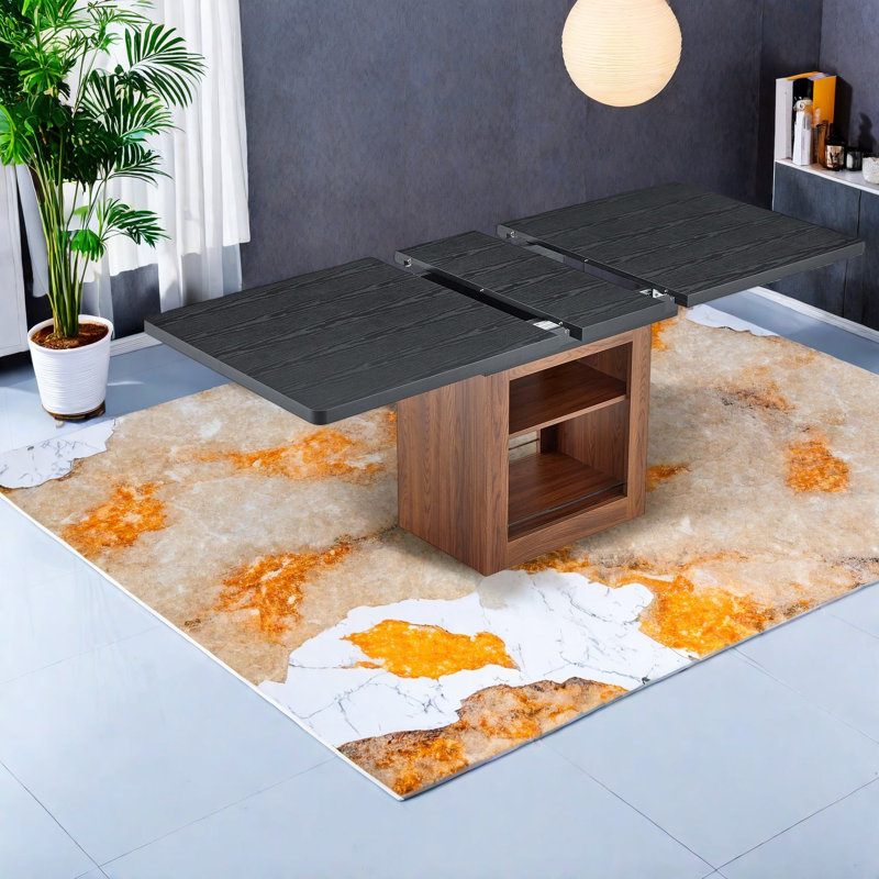 Expandable Dining Tables With Storage, Mdf Walnut Frame, Modern Kitchen Use
