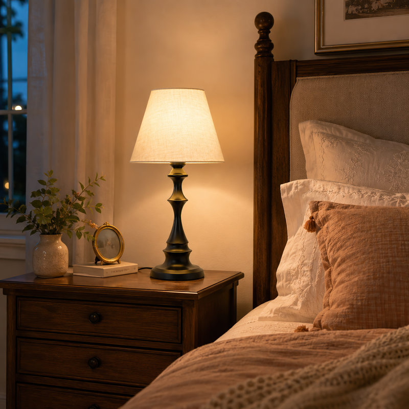 Lampe de table 18,5 "à abat-jour classique en tissu