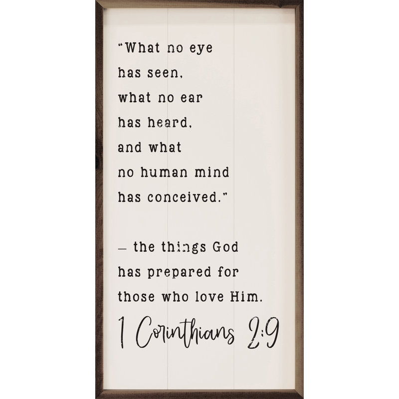 What No Eye Has Seen Corinthiens 2,9 - blanc, H 24 po x l 12 po