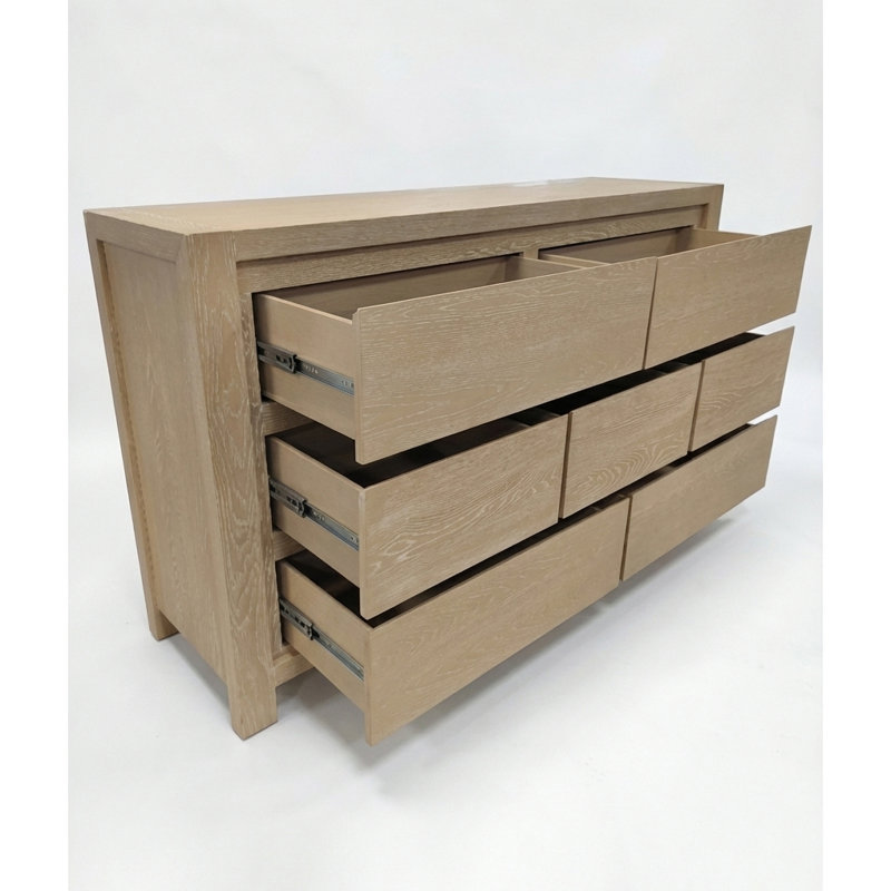 Commode 7 tiroirs en chêne clair avec panneau moderne