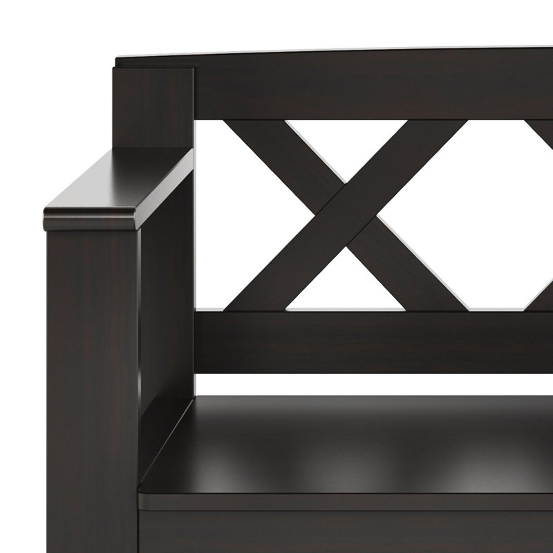 Banc de rangement en bois massif pour entrée Amherst, Noyer blanc brun