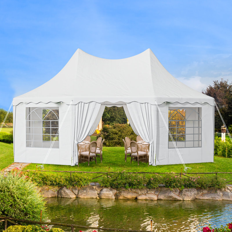 Steel Canopy Party Tent Heavy Duty Wedding Tent, 22.3' x 16.4'