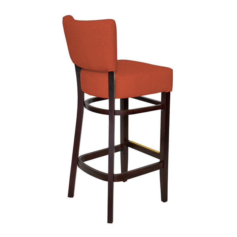 Tabouret de bar Madison, Bois brun foncé, Orange brûlé