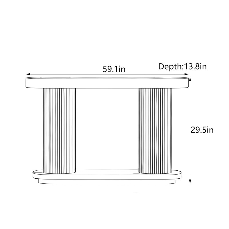 Table d'entrée Mid-Century, H 29,5 po x l 59,1 po x P 13,8 po