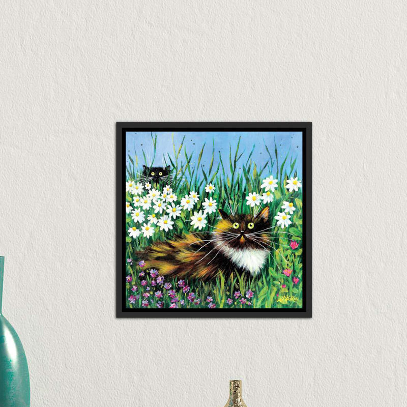 «Flower Prowler» par Kim Haskins - impression d'art graphique, H 26 po x l 26 po x P 1,5 po, Toile avec cadre noir