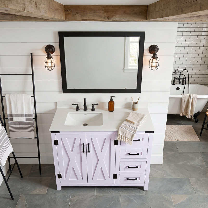 36 " W Freestanding Standard Free Standing 1 Single Vanity Bathroom Vanity With Cultured Marble Top