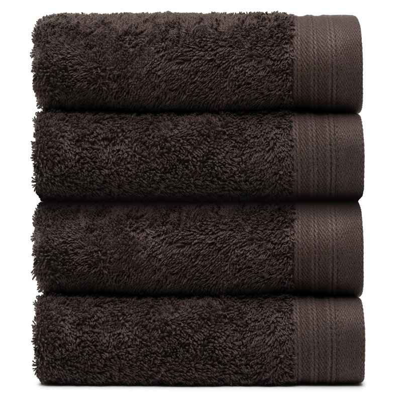 Kendra 100% Cotton Hand Towel Set, Chocolate, 4