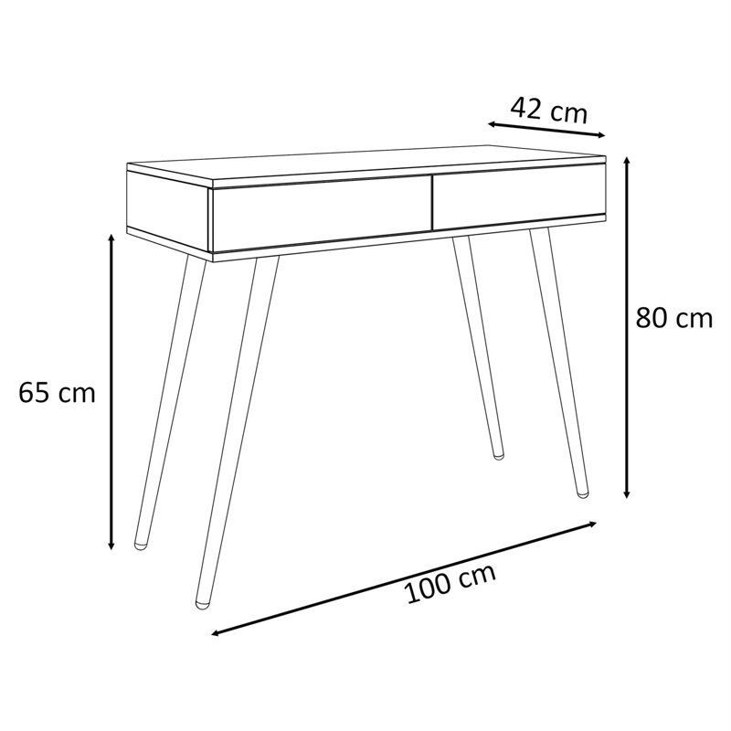 Huntland 100cm Gloss Top Console Table, Black, White