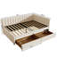 Lit de jour double avec tiroirs de rangement Lit de coin rembourré avec tête de lit en L Structure de lit de jour en velours pour chambre d'amis - Beige