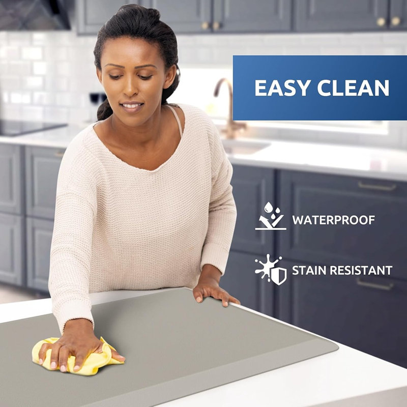 Tapis de cuisine Kitchenclouds - kaki - coussiné antifatigue, imperméable, antidérapant, confortable et confortable, pour la cuisine / la maison / l'évier / le bureau