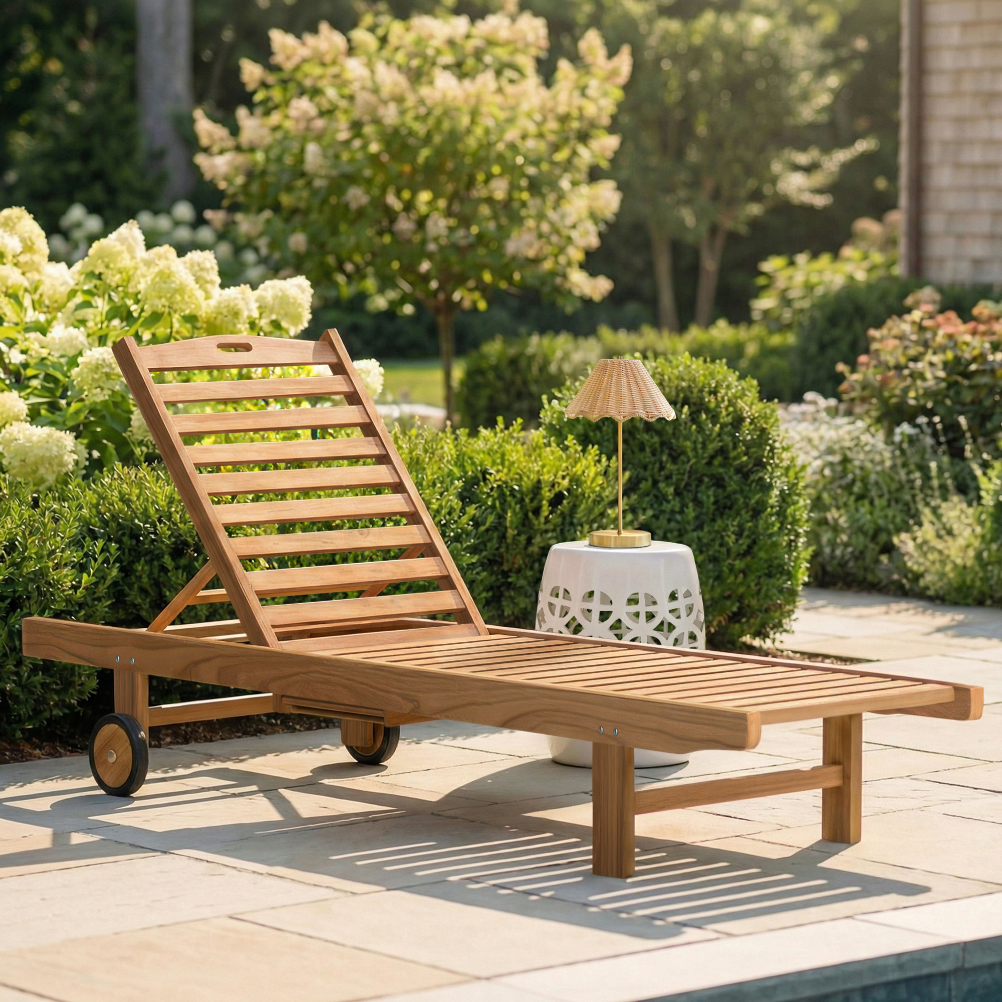 Andy 79'' Long Reclining Teak Single Chaise