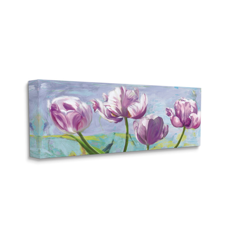 «Mauve Iris Nature Blooms» par Robin Sadler - Peinture, H 10 po x l 24 po x P 1,5 po, Toile tendue