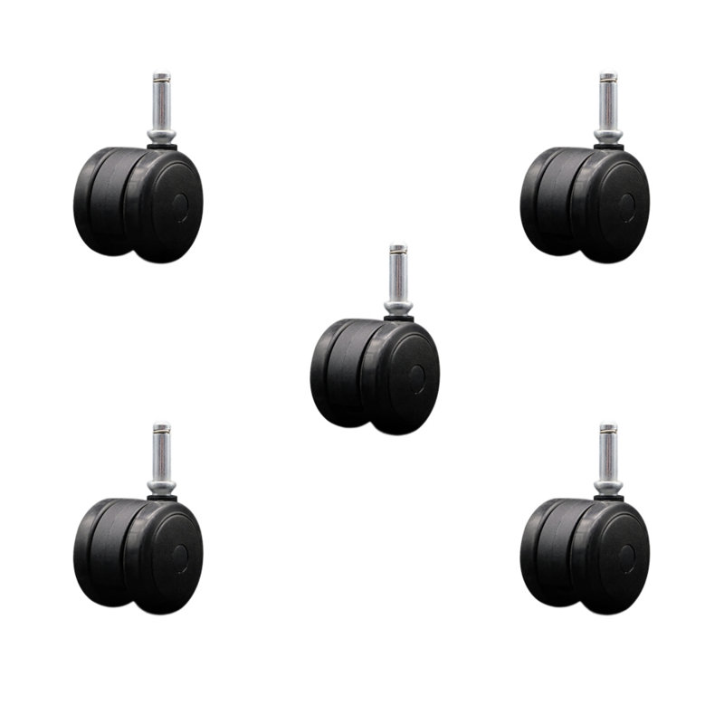 Floor Safe Twin Casters with Grip Ring Stem, Black