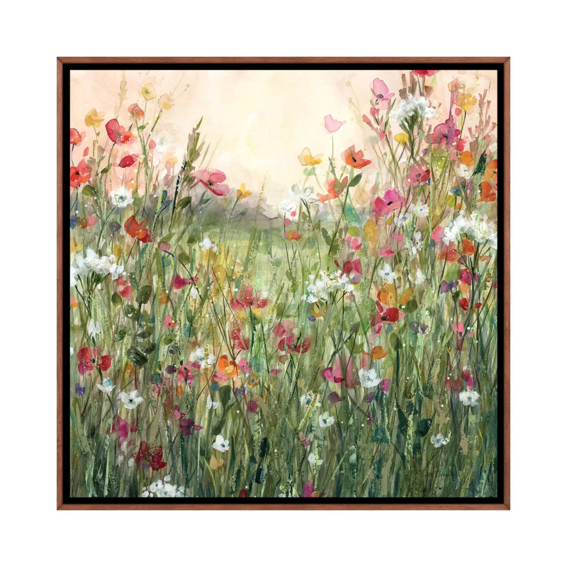 «Spring in Full Bloom» par Carol Robinson - reproduction imprimée, Pas de tapis, Toile avec cadre en bois brun classique