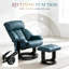 Fauteuil de massage pivotant moderne avec repose-pieds, fauteuil lounge en bois et cuir PU bleu-1078815973