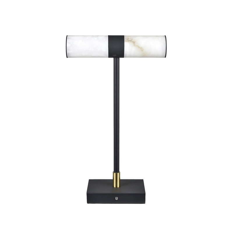 21" Metal Table Lamp With Black Shade