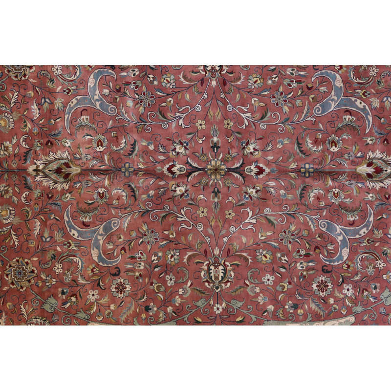 One-of-a-Kind Oriental Hand-Knotted Wool Coral/Blue/Cream Area Rug