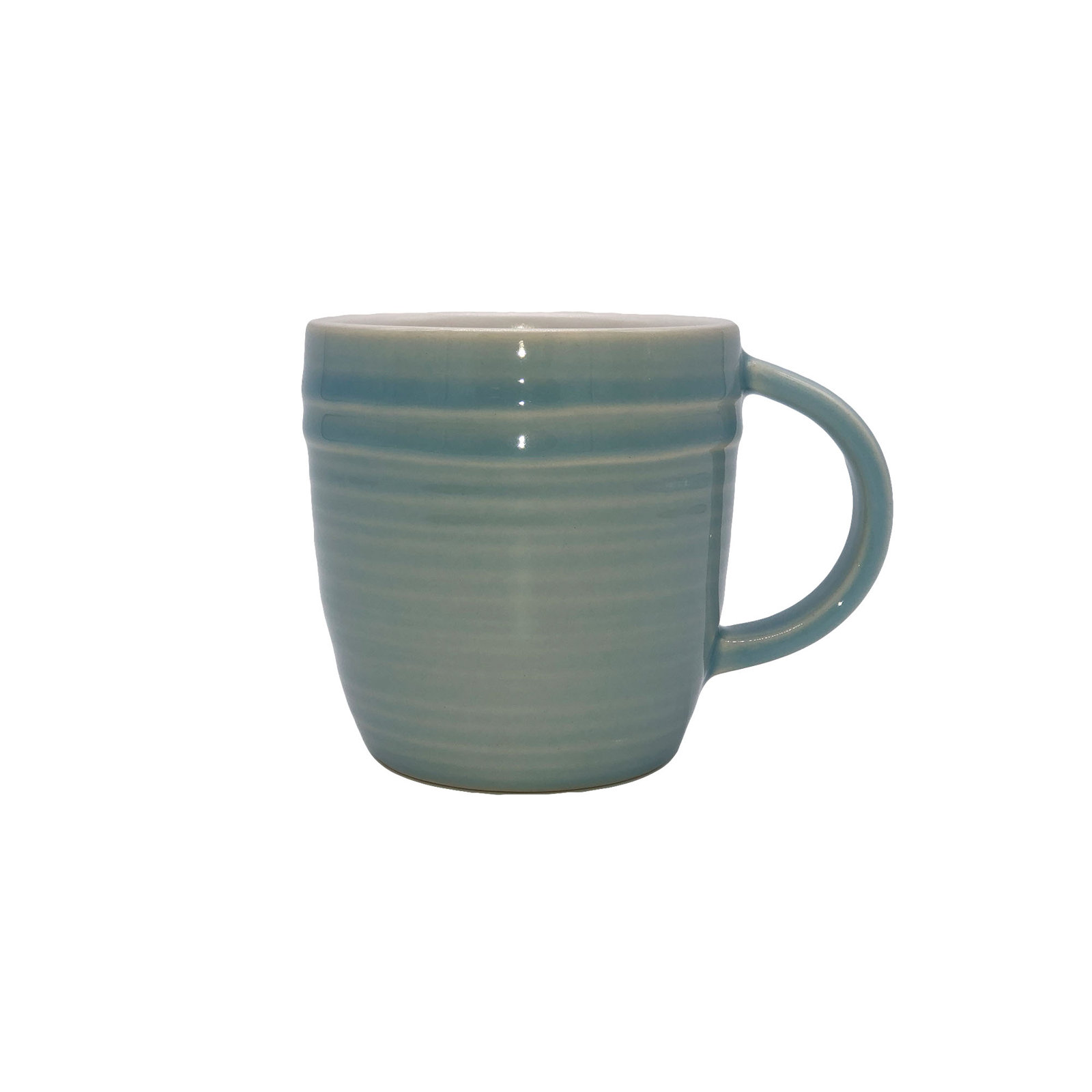 Lines Handmade Terra Cotta Coffee Mug, Blue