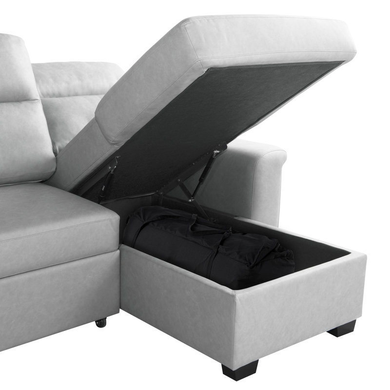 Prescott Convertible Sleeper Sectional with Recliner and Storage