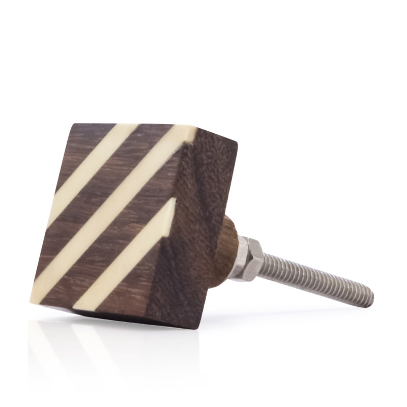 Fusion Striped 1-3/10 in. (33mm) Cream & Brown Cabinet Knob