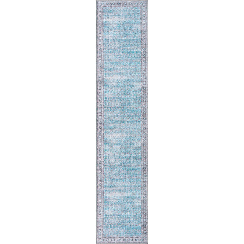 Tapis oriental bleu, Tapis de couloir 2 pi 6 po x 12 pi