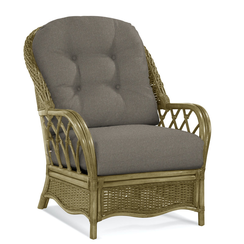 Chaise avec accoudoirs en rotin Everglade, Performance gris sucre; 0863-84, Laiton