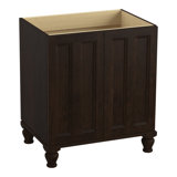 Damask® 30" Vanity Base Only with Furniture Legs, 2 Doors and 1 Drawer 30" Vanity Base Only with Furniture Legs and 2 Doors
