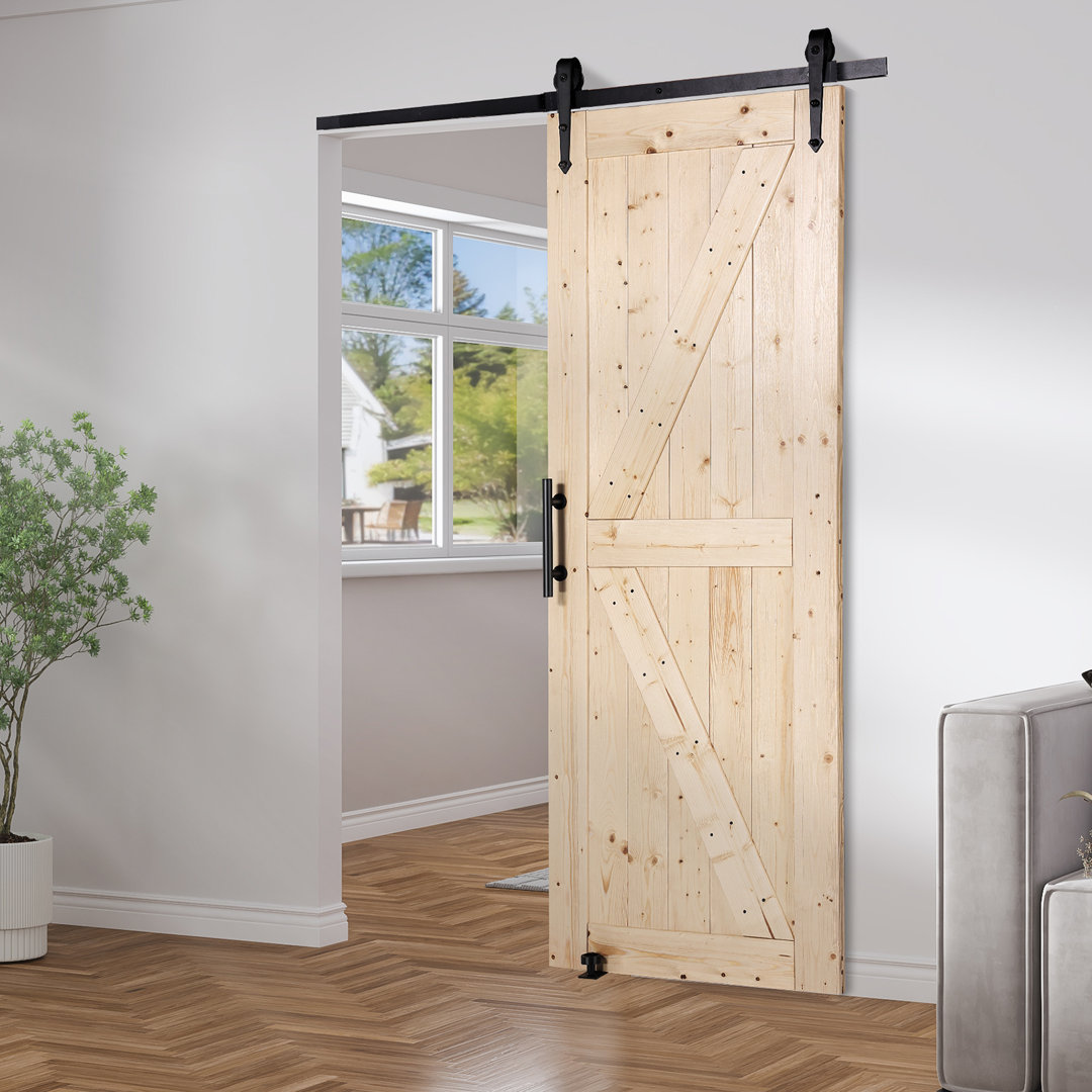 VEVOR 213.4 Cm H Barn Door with Hardware Kit Wood Sliding Barn Door Kit