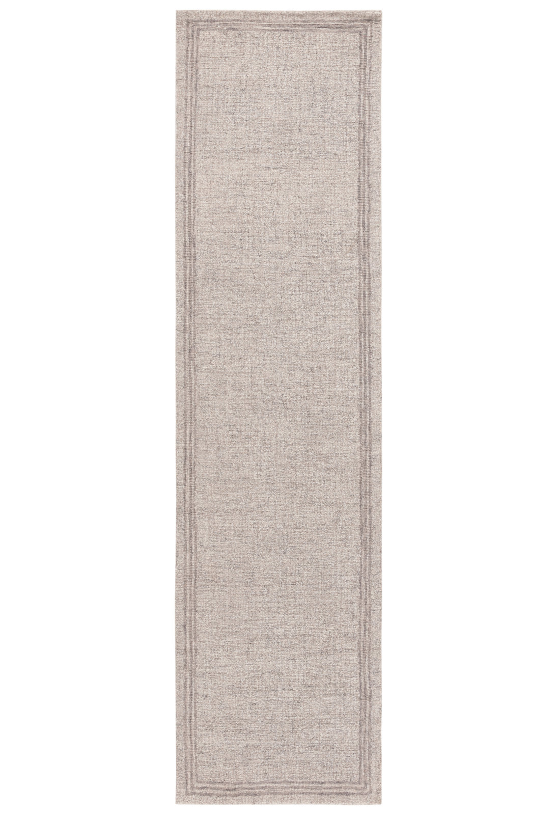 Gray Beige Hand-Tufted Wool Rug, Runner 2'3" x 9'