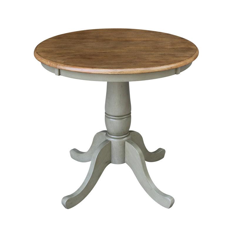 Table de salle à manger à piédestal en bois massif, H 30 po x L 30 po x l 30 po, Hickory / pierre