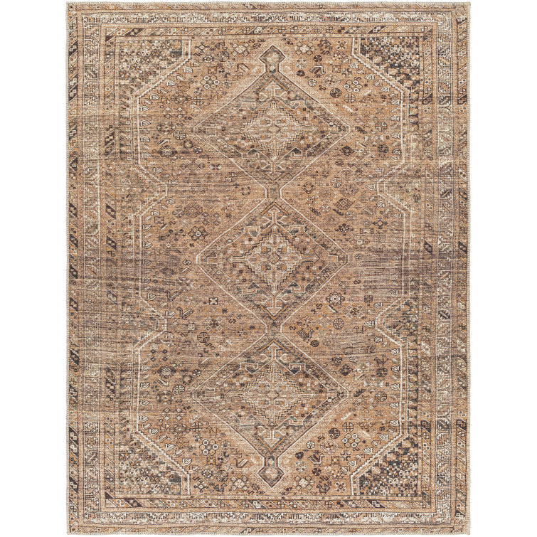 Westbrook Machine Washable Oriental Light Brown/Orange Area Rug