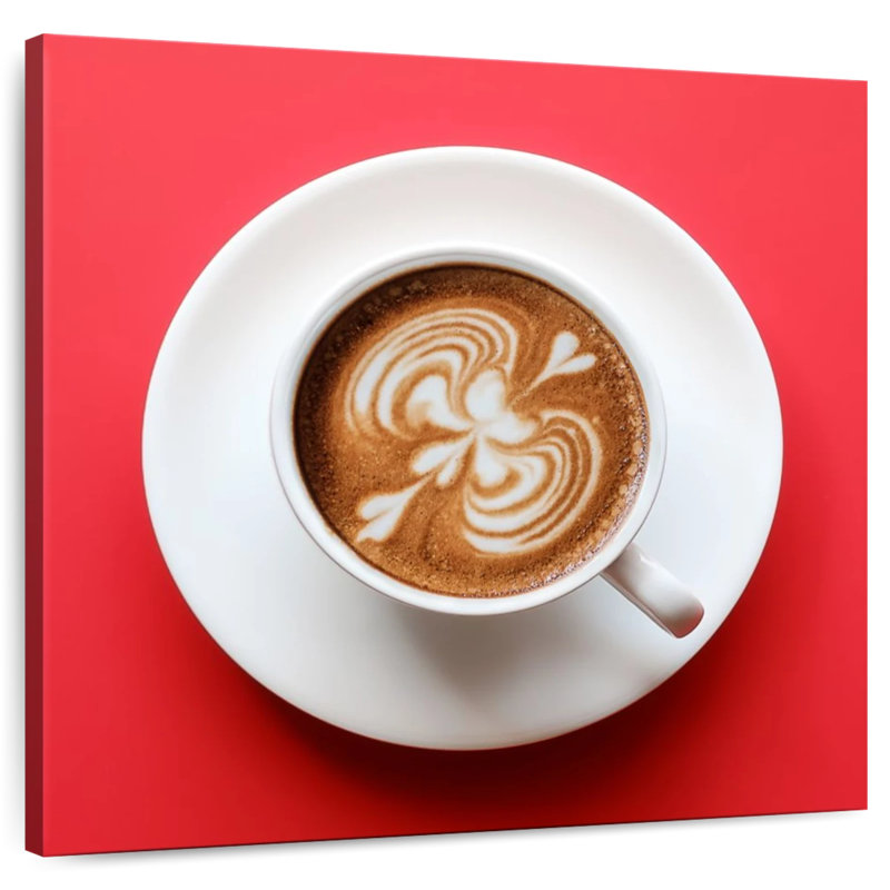 Café Yarlin sur fond rouge, H 16 po x l 16 po