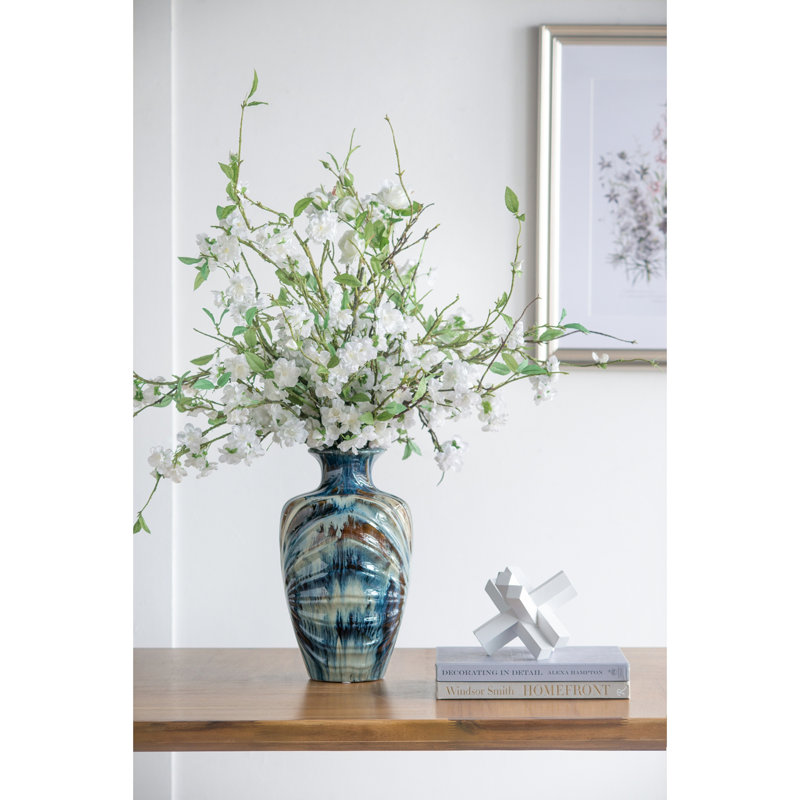 Vase bleu et brun