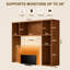 Bibliothèque de bureau, tablette de bureau avec lampe de bureau à DEL, huche de bureau avec 5 casiers ouverts et tablette réglable, organisateur de rangement de bureau en bois de 35,4 po x 29,6 po pour la maison de bureau, le dortoir, le bureau, la chambre à coucher-179848453