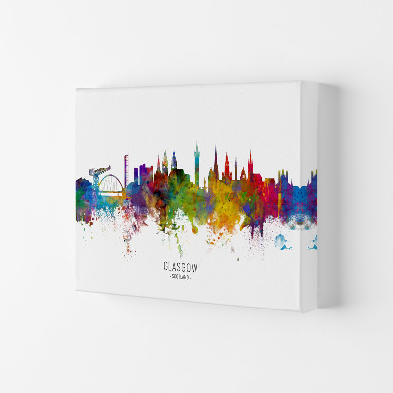 Glasgow Scotland Skyline by Michael Tompsett - Print, Wrapped Canvas, 29.7cm H x 42cm W x 4cm D