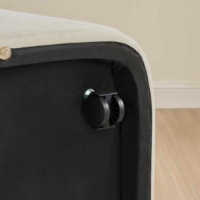 Upholstered Rolling Dining Chair with Under-Seat Storage, Cream